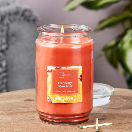 Cranberry Mandarin Scented 20 oz Glass Jar Candle - XMSJ - Sleep Galleria