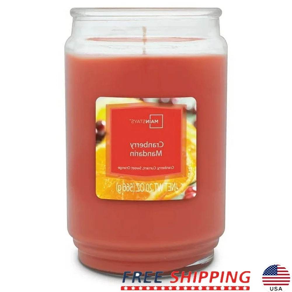 Cranberry Mandarin Scented 20 oz Glass Jar Candle - XMSJ - Sleep Galleria