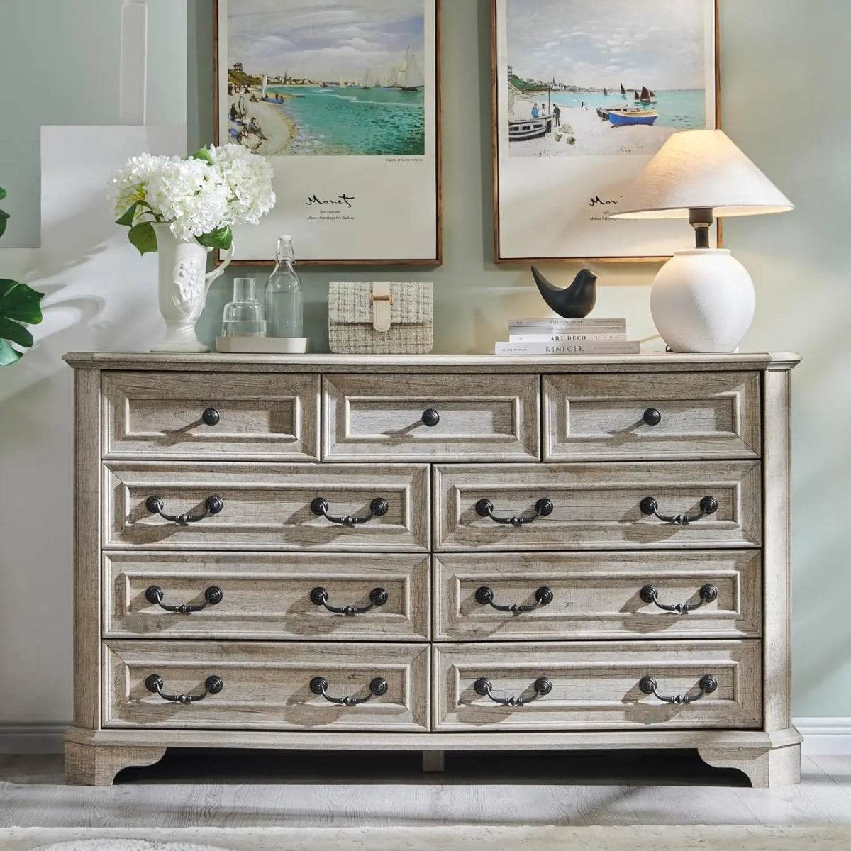 Farmhouse Rustic 9-Drawer Engineered Wood Dresser - Sleep Galleria