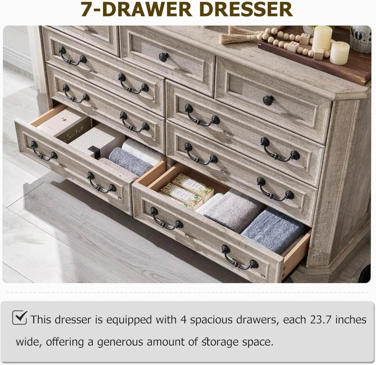 Farmhouse Rustic 9-Drawer Engineered Wood Dresser - Sleep Galleria