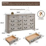 Farmhouse Rustic 9-Drawer Engineered Wood Dresser - Sleep Galleria