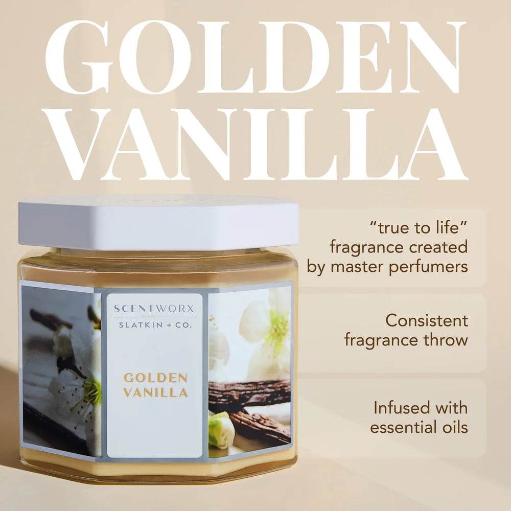 Golden Vanilla Scented 3 - Wick Jar Candle - XMSJ - Sleep Galleria