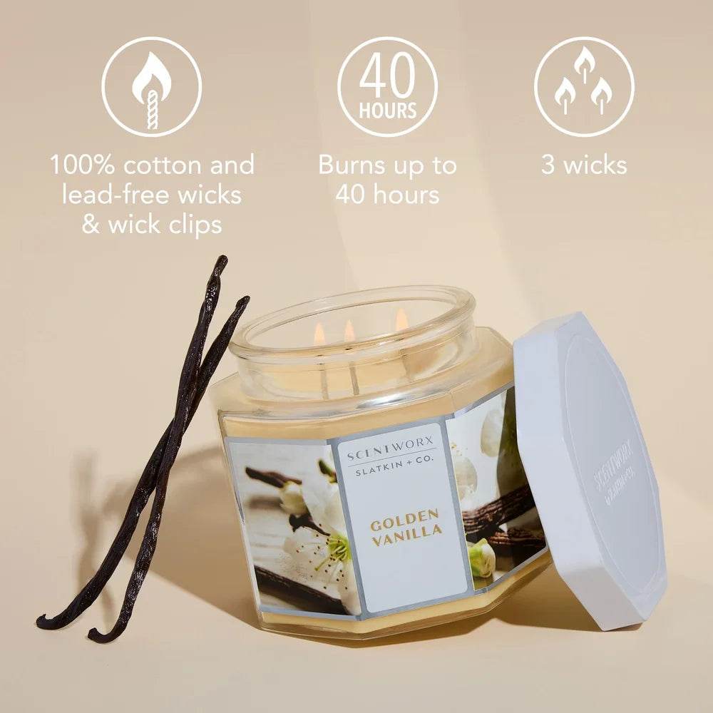 Golden Vanilla Scented 3 - Wick Jar Candle - XMSJ - Sleep Galleria