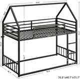 House - Shaped Twin Over Twin Metal Bunk Bed Frame - XMSJ - Sleep Galleria