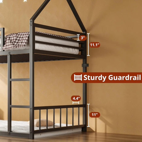 House - Shaped Twin Over Twin Metal Bunk Bed Frame - XMSJ - Sleep Galleria