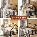 House - Shaped Twin Over Twin Metal Bunk Bed Frame - XMSJ - Sleep Galleria