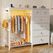 Modern 6-Drawer White Dresser With Hanging Rack And LED Lights - Sleep Galleria