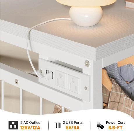 Modern 6-Drawer White Dresser With Hanging Rack And LED Lights - Sleep Galleria
