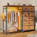 Modern 6-Drawer White Dresser With Hanging Rack And LED Lights - Sleep Galleria