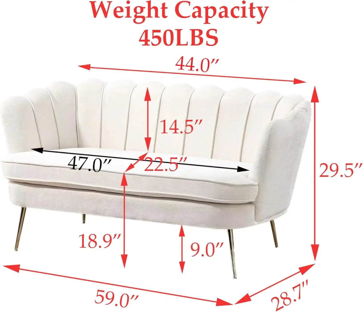 Modern Chenille Small Loveseat Sofa With Gold Legs - Sleep Galleria