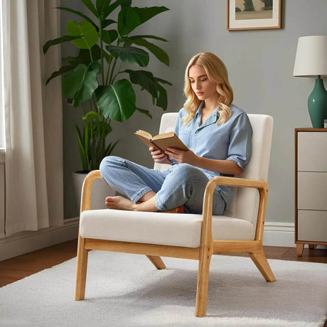 Modern Upholstered Linen Fabric Armchair - XMSJ - Sleep Galleria