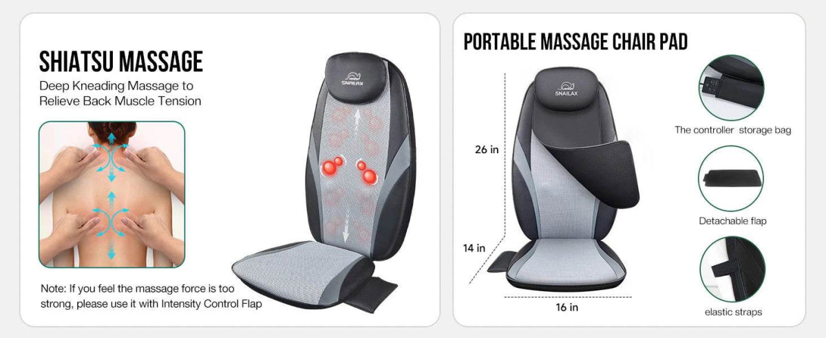 Shiatsu Heat Massage Cushion with Kneading Back Therapy Pad - Ytyin - Sleep Galleria