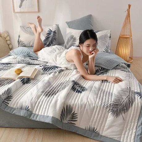 Quilted Spring Summer Quilt Queen Size Soft Comfortable Quilts Machine Washable Single Double Blanket for Bed Comforter 150x200 - zeby - Sleep Galleria