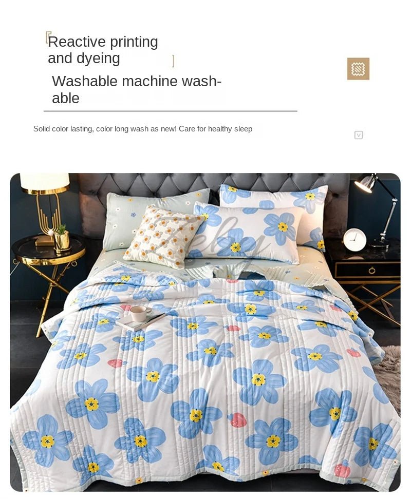 Quilted Spring Summer Quilt Queen Size Soft Comfortable Quilts Machine Washable Single Double Blanket for Bed Comforter 150x200 - zeby - Sleep Galleria