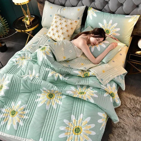 Quilted Spring Summer Quilt Queen Size Soft Comfortable Quilts Machine Washable Single Double Blanket for Bed Comforter 150x200 - zeby - Sleep Galleria