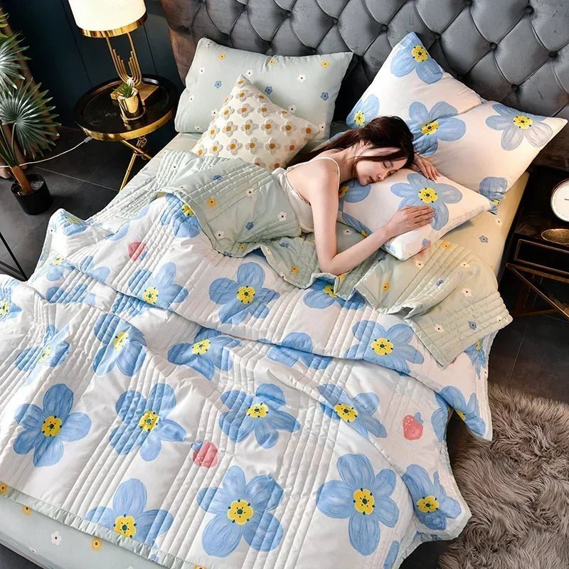 Quilted Spring Summer Quilt Queen Size Soft Comfortable Quilts Machine Washable Single Double Blanket for Bed Comforter 150x200 - zeby - Sleep Galleria