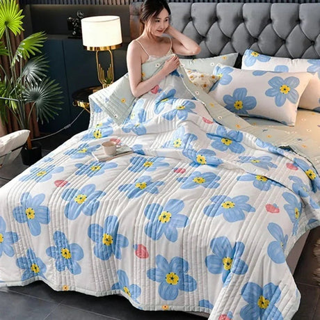 Quilted Spring Summer Quilt Queen Size Soft Comfortable Quilts Machine Washable Single Double Blanket for Bed Comforter 150x200 - zeby - Sleep Galleria