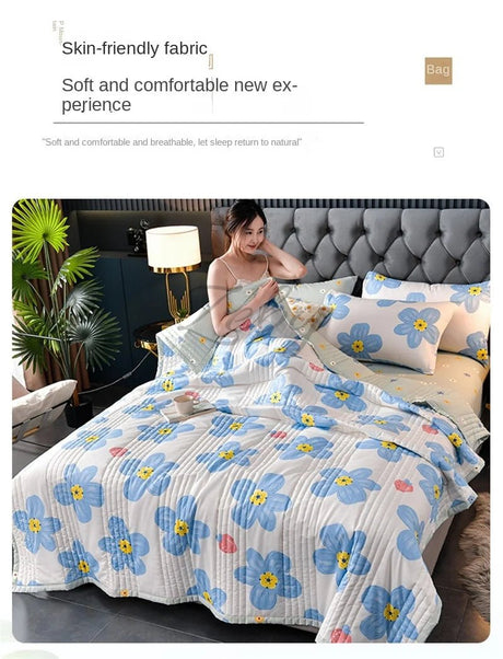Quilted Spring Summer Quilt Queen Size Soft Comfortable Quilts Machine Washable Single Double Blanket for Bed Comforter 150x200 - zeby - Sleep Galleria