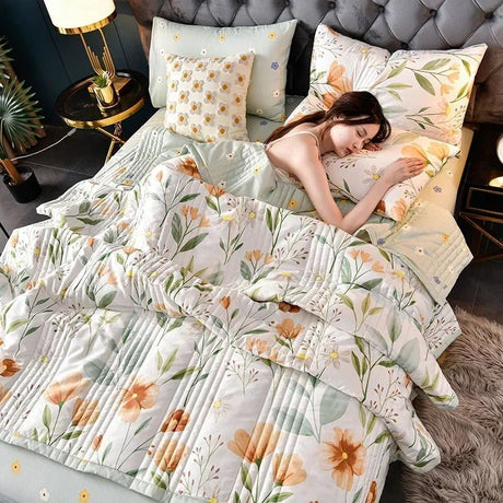 Quilted Spring Summer Quilt Queen Size Soft Comfortable Quilts Machine Washable Single Double Blanket for Bed Comforter 150x200 - zeby - Sleep Galleria