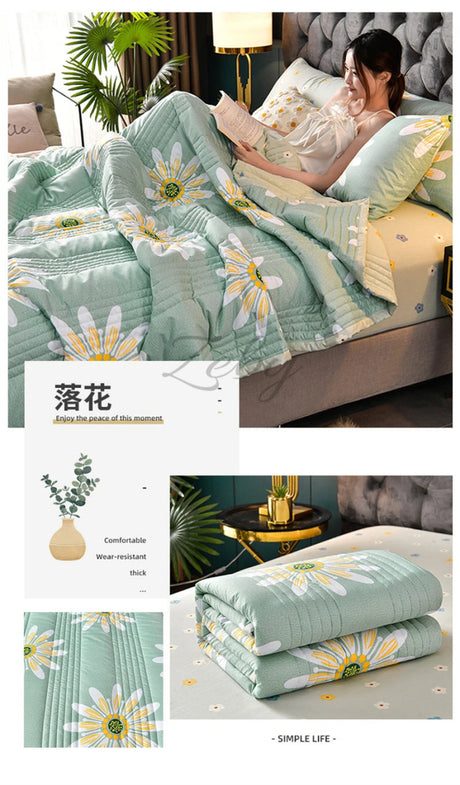 Quilted Spring Summer Quilt Queen Size Soft Comfortable Quilts Machine Washable Single Double Blanket for Bed Comforter 150x200 - zeby - Sleep Galleria