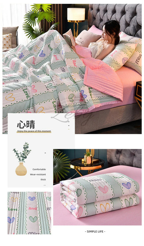 Quilted Spring Summer Quilt Queen Size Soft Comfortable Quilts Machine Washable Single Double Blanket for Bed Comforter 150x200 - zeby - Sleep Galleria