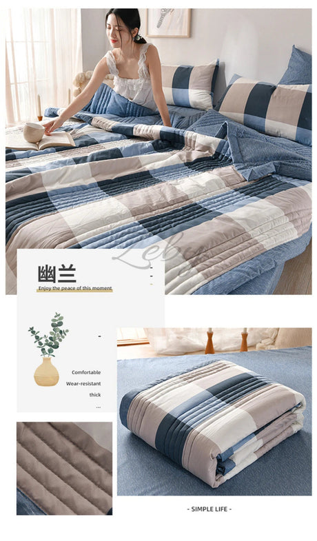 Quilted Spring Summer Quilt Queen Size Soft Comfortable Quilts Machine Washable Single Double Blanket for Bed Comforter 150x200 - zeby - Sleep Galleria