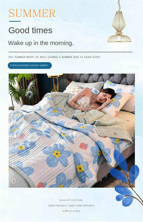 Quilted Spring Summer Quilt Queen Size Soft Comfortable Quilts Machine Washable Single Double Blanket for Bed Comforter 150x200 - zeby - Sleep Galleria