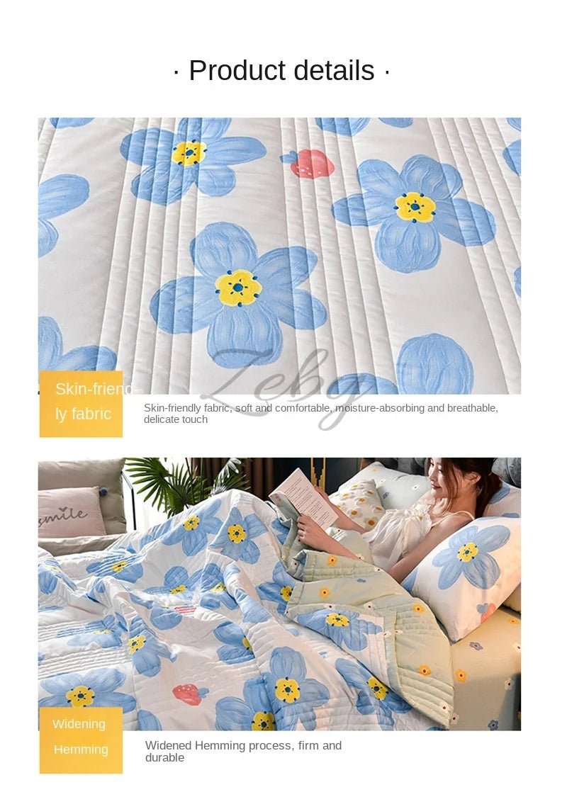 Quilted Spring Summer Quilt Queen Size Soft Comfortable Quilts Machine Washable Single Double Blanket for Bed Comforter 150x200 - zeby - Sleep Galleria