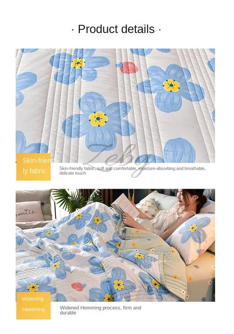 Quilted Spring Summer Quilt Queen Size Soft Comfortable Quilts Machine Washable Single Double Blanket for Bed Comforter 150x200 - zeby - Sleep Galleria