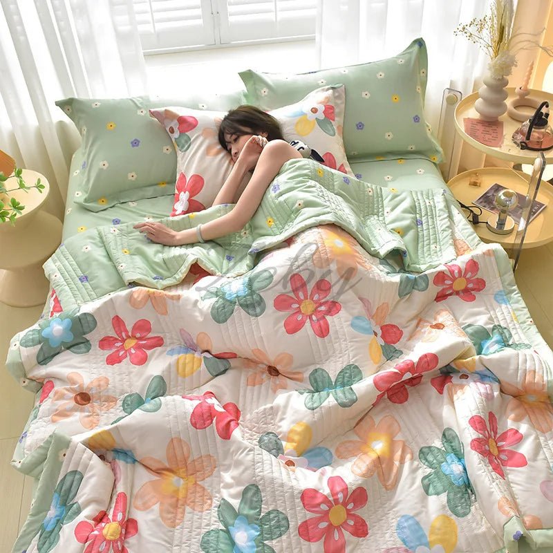 Quilted Spring Summer Quilt Queen Size Soft Comfortable Quilts Machine Washable Single Double Blanket for Bed Comforter 150x200 - zeby - Sleep Galleria