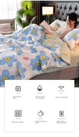Quilted Spring Summer Quilt Queen Size Soft Comfortable Quilts Machine Washable Single Double Blanket for Bed Comforter 150x200 - zeby - Sleep Galleria