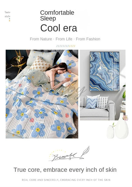 Quilted Spring Summer Quilt Queen Size Soft Comfortable Quilts Machine Washable Single Double Blanket for Bed Comforter 150x200 - zeby - Sleep Galleria