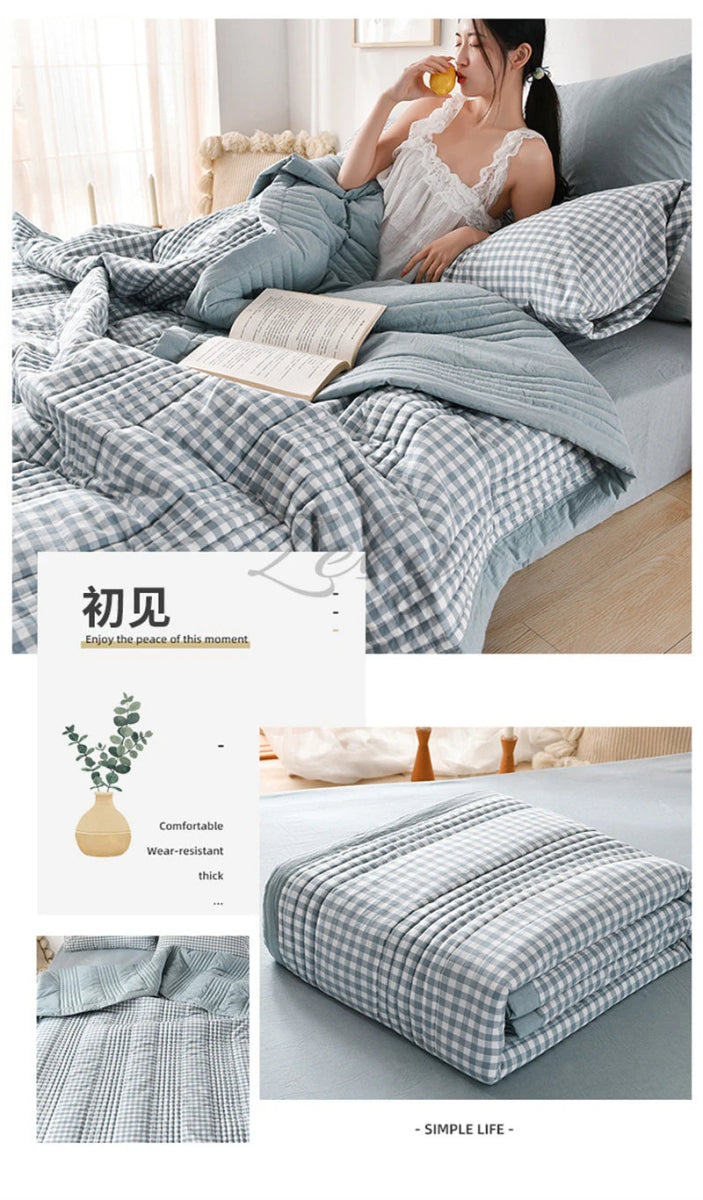 Quilted Spring Summer Quilt Queen Size Soft Comfortable Quilts Machine Washable Single Double Blanket for Bed Comforter 150x200 - zeby - Sleep Galleria