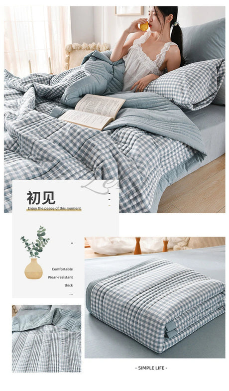 Quilted Spring Summer Quilt Queen Size Soft Comfortable Quilts Machine Washable Single Double Blanket for Bed Comforter 150x200 - zeby - Sleep Galleria