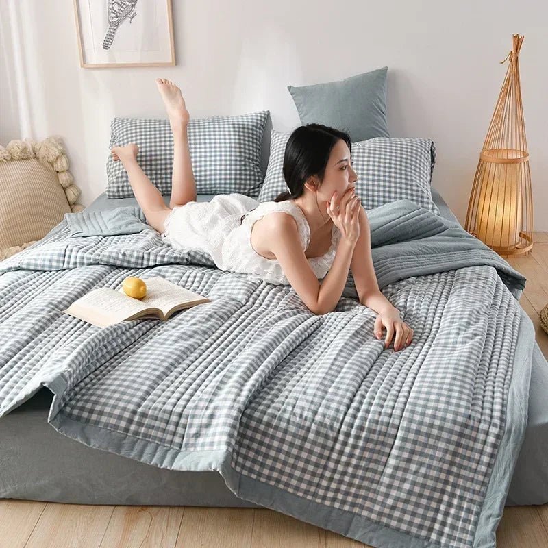 Quilted Spring Summer Quilt Queen Size Soft Comfortable Quilts Machine Washable Single Double Blanket for Bed Comforter 150x200 - zeby - Sleep Galleria