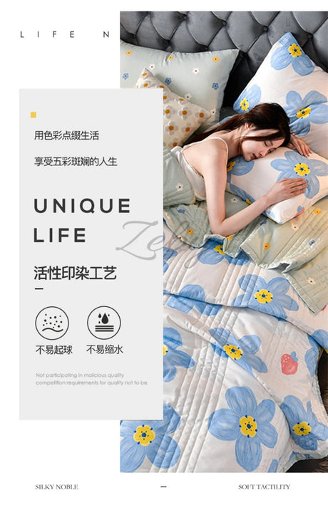 Quilted Spring Summer Quilt Queen Size Soft Comfortable Quilts Machine Washable Single Double Blanket for Bed Comforter 150x200 - zeby - Sleep Galleria