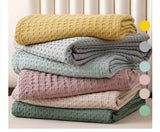 100x150cm Light Green 100% Cotton Waffle Blanket - Sleep Galleria