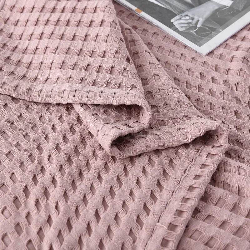 100x150cm Light Green 100% Cotton Waffle Blanket - Sleep Galleria