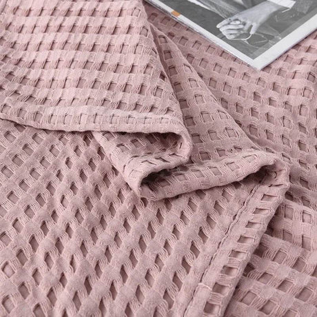 100x150cm Light Green 100% Cotton Waffle Blanket - Sleep Galleria