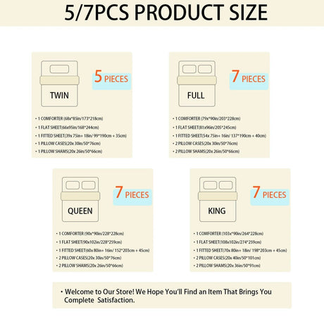 7 - Piece Polyester Bedding Comforter Sheet Set - Zenvia - Sleep Galleria