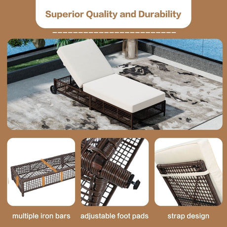 Adjustable 5 - Position PE Rattan Outdoor Lounge Chair - Zenvia - Sleep Galleria