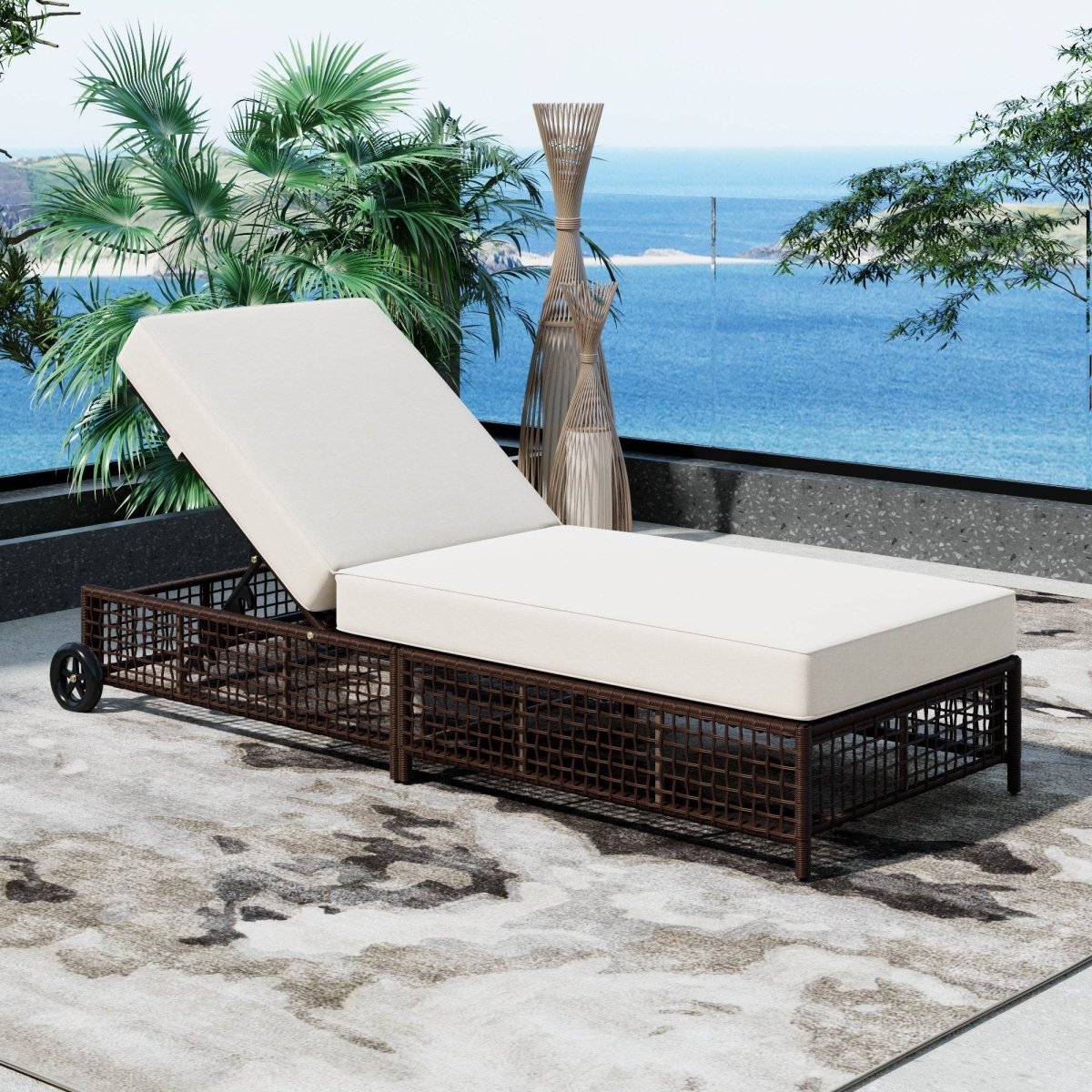 Adjustable 5-Position PE Rattan Outdoor Lounge Chair - Sleep Galleria