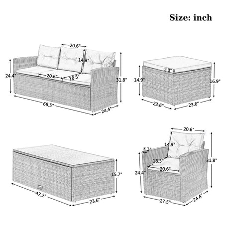 All-Weather Wicker Outdoor Patio Seating Set - Sleep Galleria