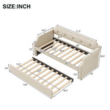Beige Linen Upholstered Daybed With Trundle - Sleep Galleria