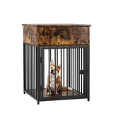 Brown MDF Iron Pet Dog Crate With Drawer Storage - Sleep Galleria