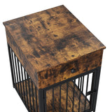 Brown MDF Iron Pet Dog Crate With Drawer Storage - Sleep Galleria