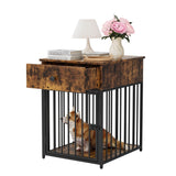 Brown MDF Iron Pet Dog Crate With Drawer Storage - Sleep Galleria