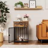 Brown MDF Iron Pet Dog Crate With Drawer Storage - Sleep Galleria