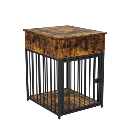 Brown MDF Iron Pet Dog Crate With Drawer Storage - Sleep Galleria