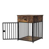 Brown MDF Iron Pet Dog Crate With Drawer Storage - Sleep Galleria